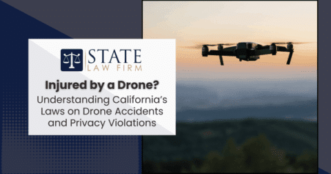 Black and white drone accident scene in California