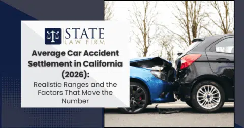 Car accident scene with a 'State Law Firm'