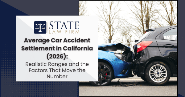Car accident scene with a 'State Law Firm'