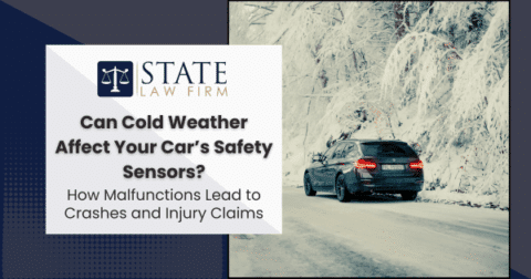 Car driving on snowy road