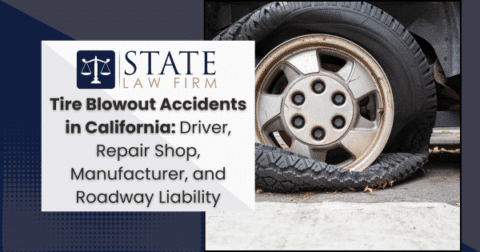 Car tire with State Law Firm text