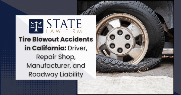 Car tire with State Law Firm text