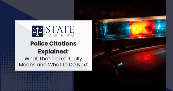 Close-up of state law firm police car