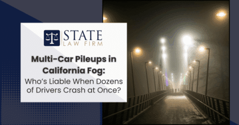 Foggy bridge with 'State Law Firm