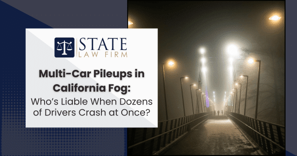 Foggy bridge with 'State Law Firm