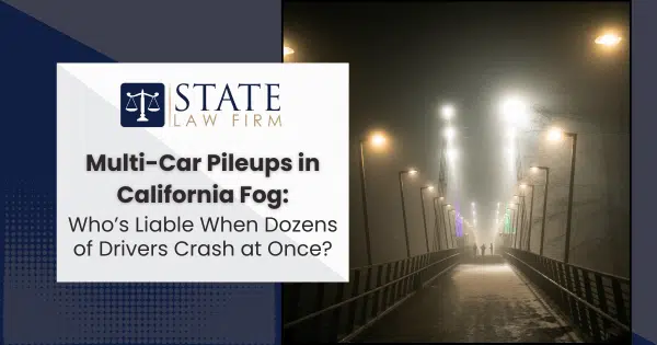 Foggy bridge with 'State Law Firm