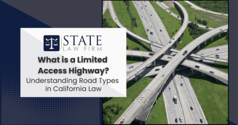 Highway intersection with state law firm sign