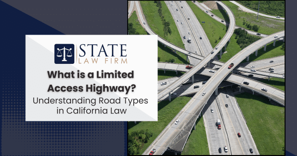 Highway intersection with state law firm sign