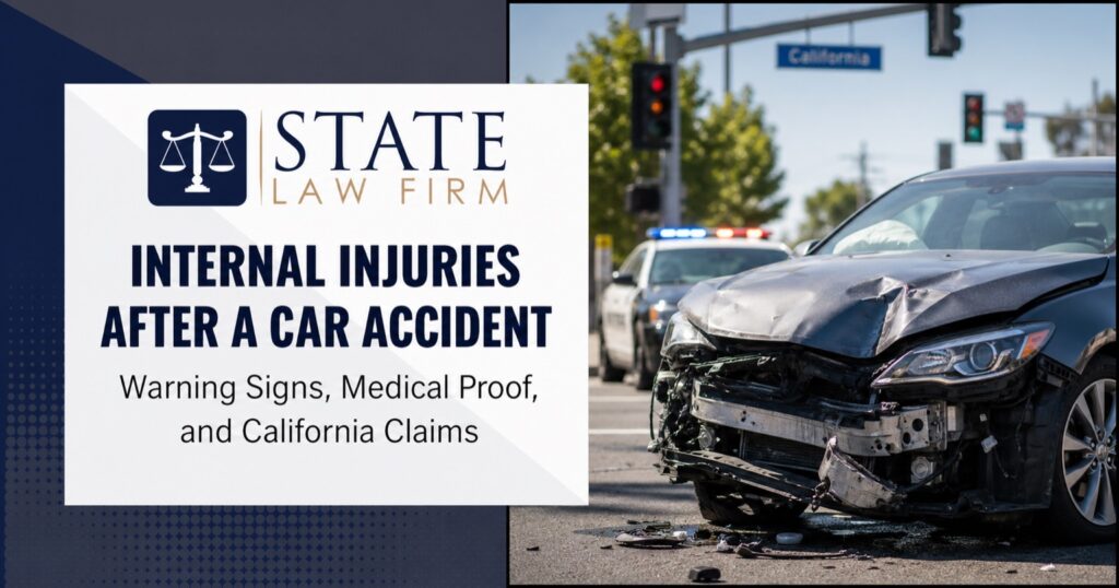 Internal injuries after a California car accident, warning signs and medical proof