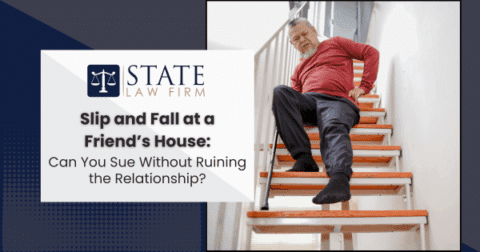 Man sitting on staircase in fall accident context