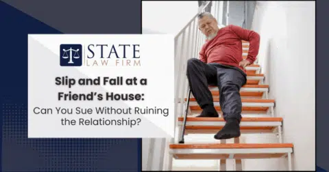 Man sitting on staircase in fall accident context