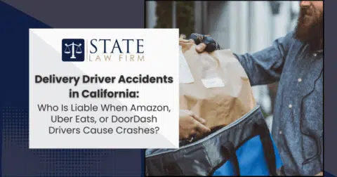 Man with state law firm delivery bag in California accident