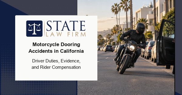 Motorcyclist avoiding an opening car door in California