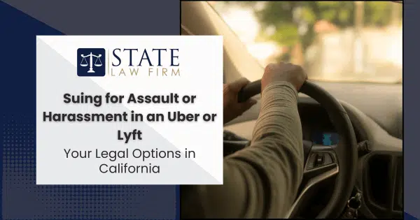 Person driving car with state law firm branding