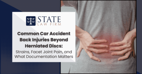 Person holding their back, representing car accident
