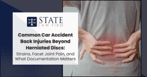 Person holding their back, representing car accident