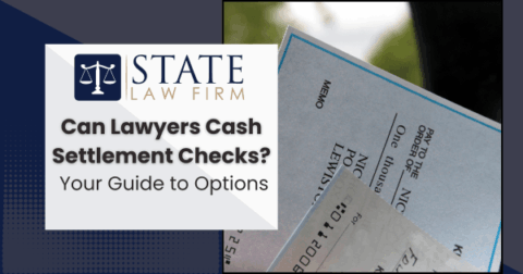 Stack of papers labeled 'state law firm'