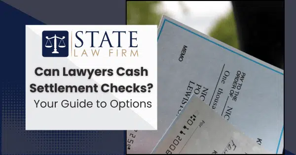 Stack of papers labeled 'state law firm'