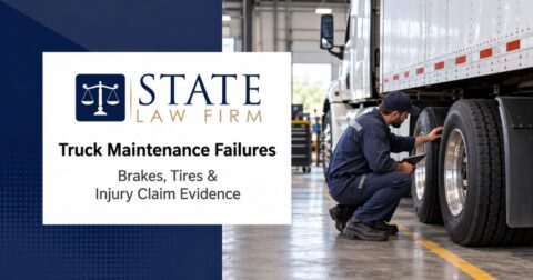 State Law Firm truck maintenance failures guide with an illustrative truck inspection scene