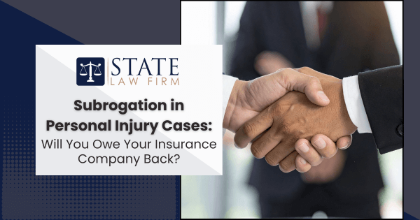 Two people shaking hands at state law firm