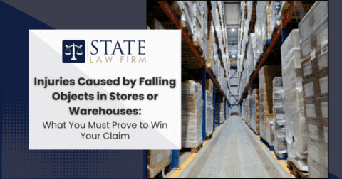 Warehouse safety sign warning of falling objects