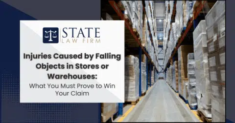 Warehouse safety sign warning of falling objects