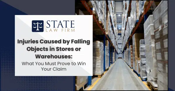 Warehouse safety sign warning of falling objects