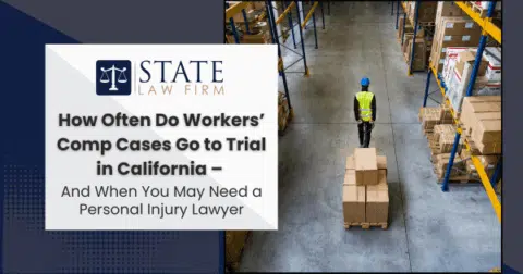 Warehouse worker in yellow vest walking aisle