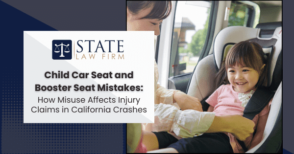 Young girl safely seated in a car
